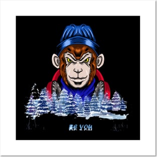 monkey tshirt Posters and Art